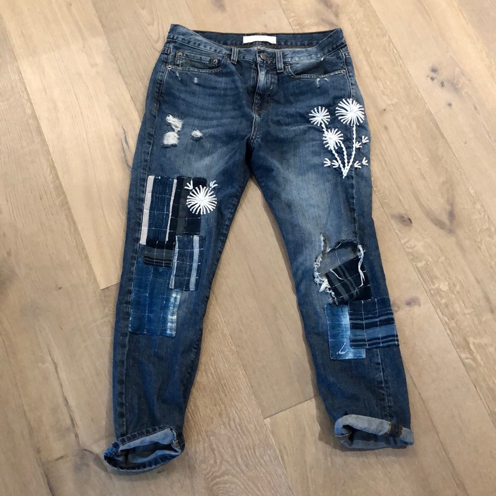 Anthropologie artisan patchwork boyfriend jeans